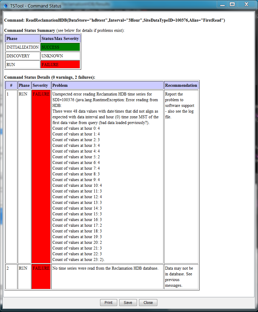 Error generated when database records do not align with hour interval